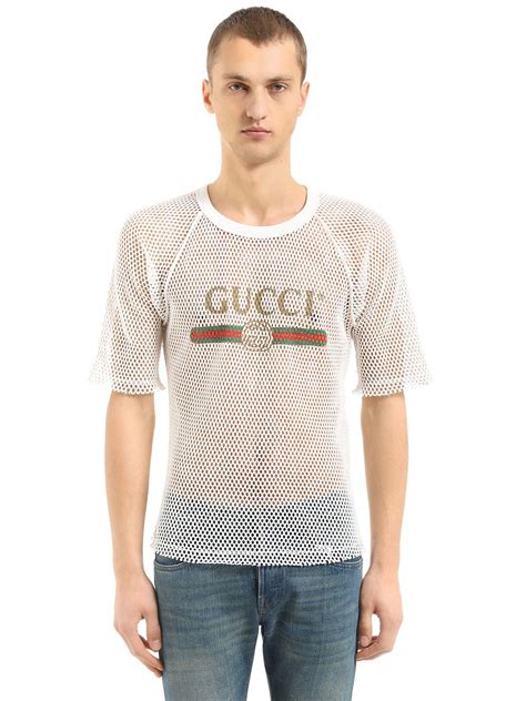 gucci top mesh|Gucci t-shirt logo.